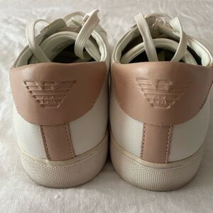 Emporio Armani Cream and Tan Sneakers